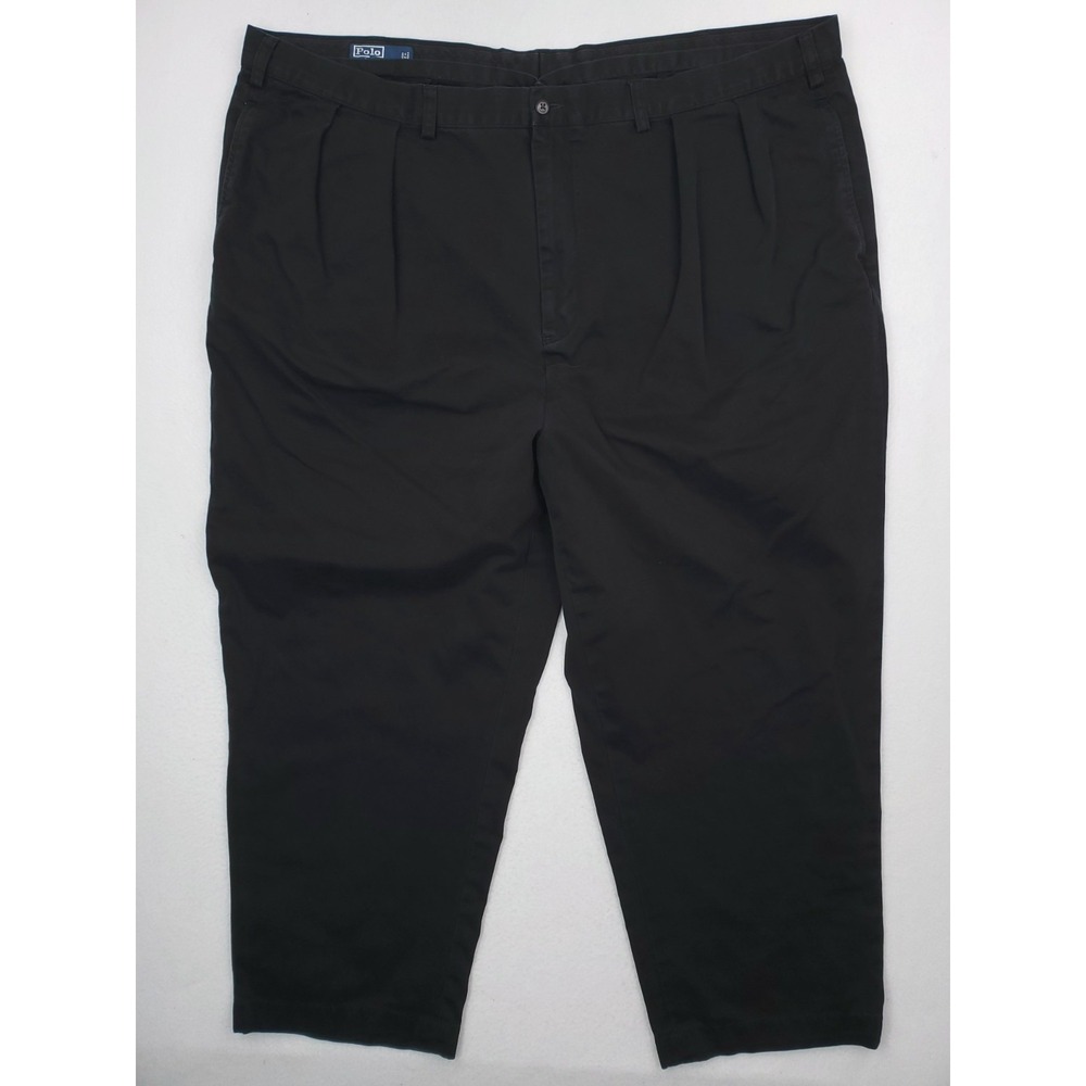 Vintage Polo Ralph Lauren Big Andrew Pants Mens 50Bx27 Black Pleated Slacks